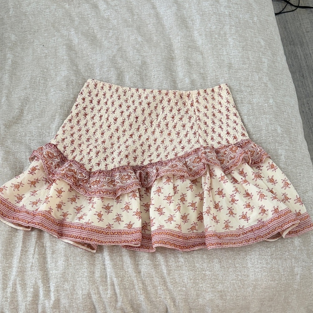 SAYLOR Cream and Pink Floral Skater Skirt